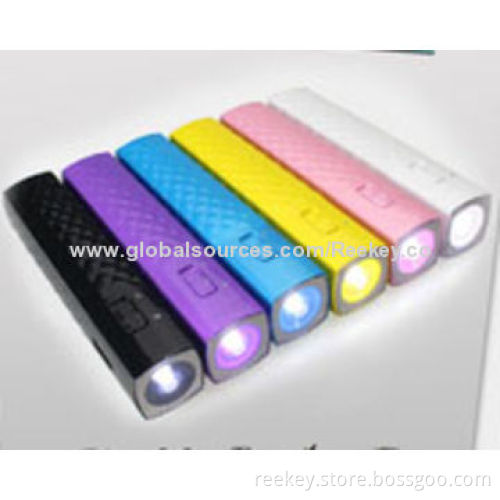 2,600mAh Pocket Power Banks with LED Strong Torch, Sized 97 x 23 x 23mm